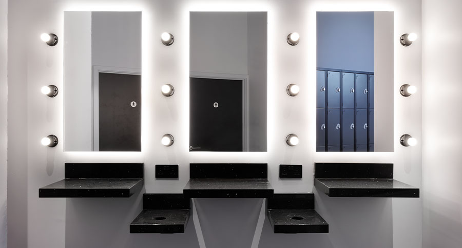 fitness club interior design changing room mirrors