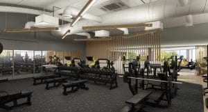 newly designed gym with weight lifting area