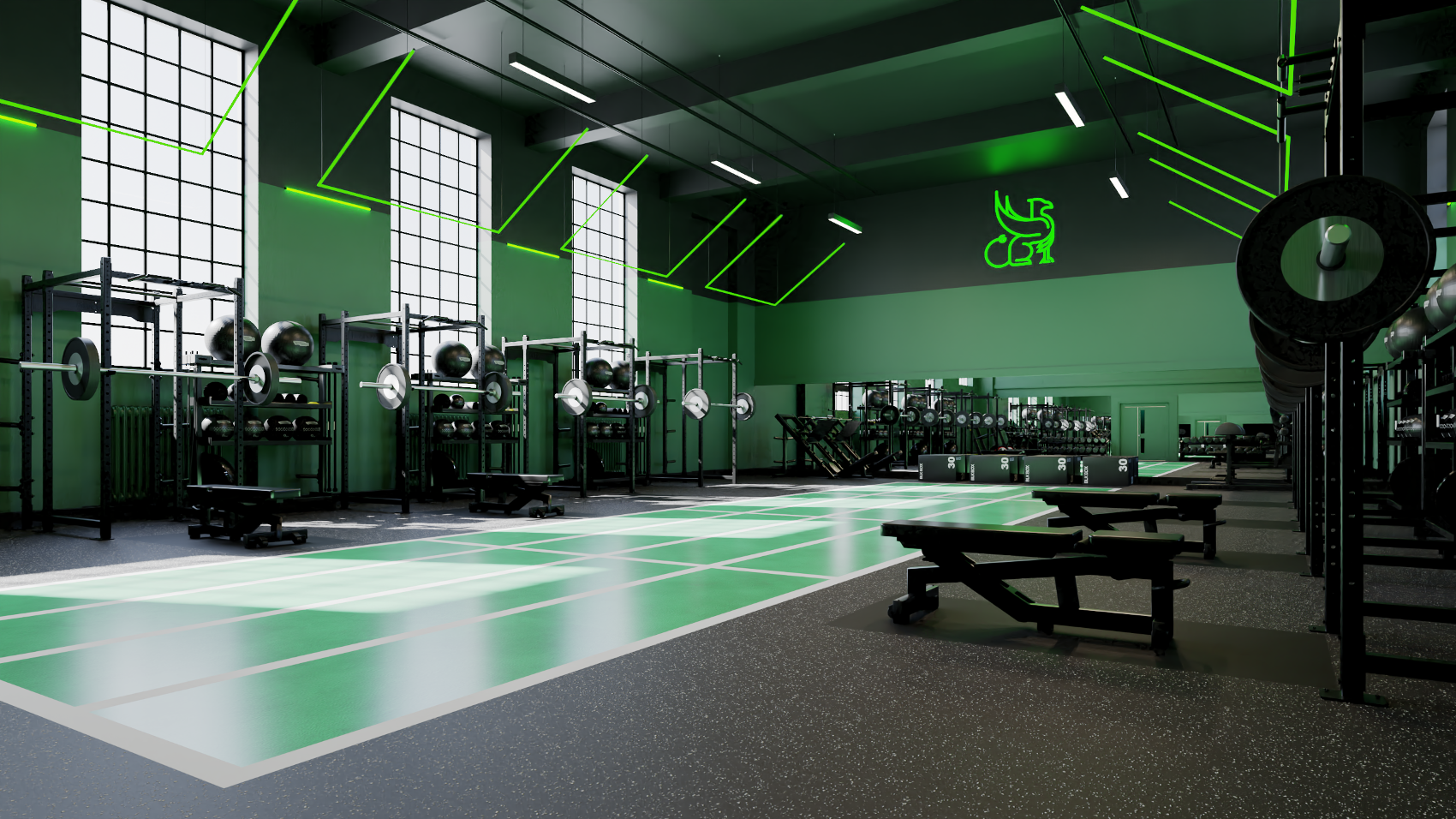 gym design for strength and conditioning space