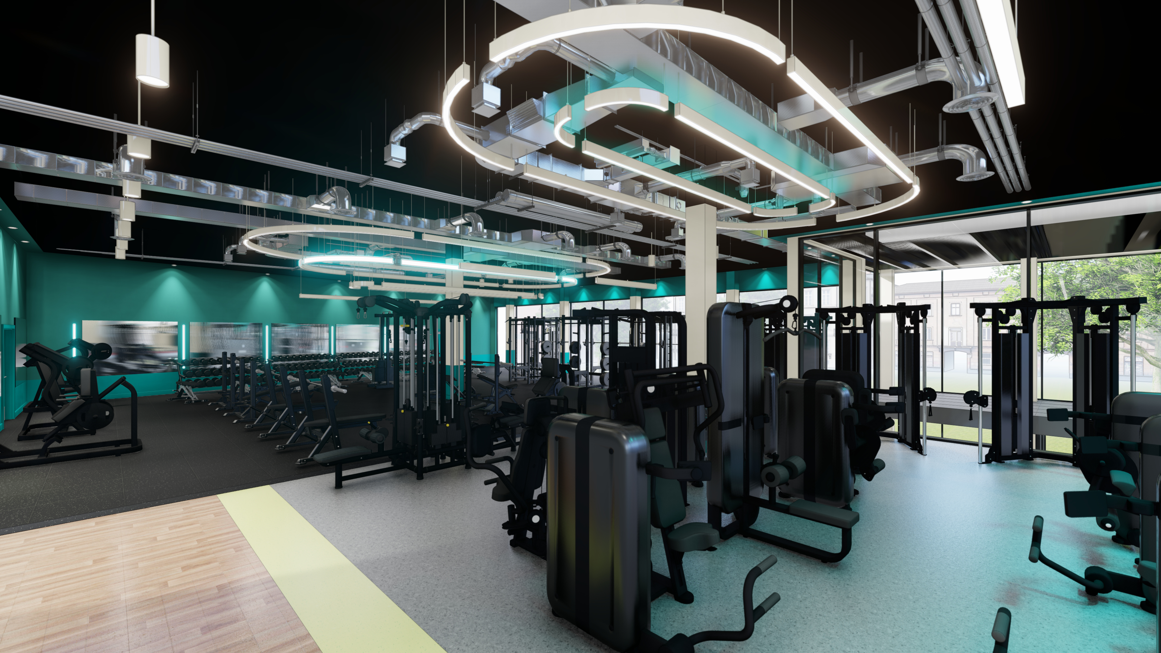 Southwark Castle Leisure Centre Strength area interior design